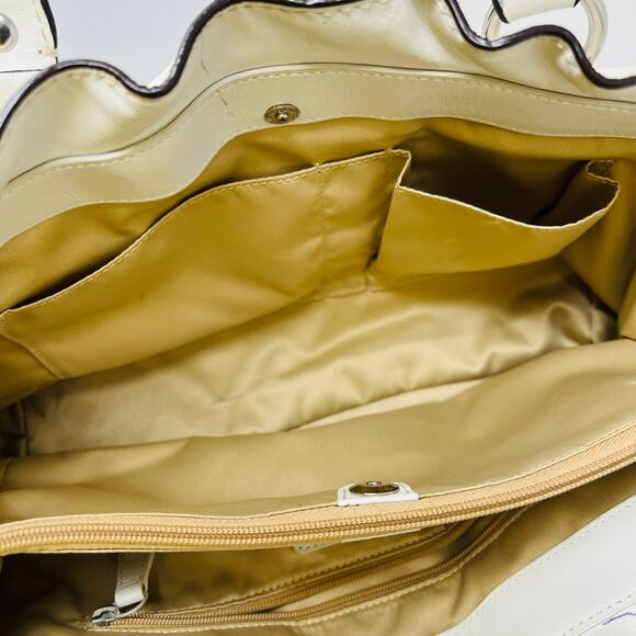 Coach Soft Pebble Leather Satchel Bag Handbag Purse Ivory Gold - Picture 4 of 8